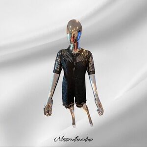 Alloy Apparel Black Lace Short Sleeve Romper